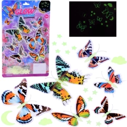 Autocollants fluorescents papillons et étoiles lumineuses pour mur