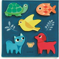 Djeco houten puzzel Dieren in het blauw