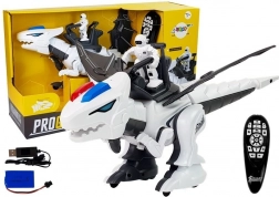 Interactieve robotische tyrannosaurus in witte kleur