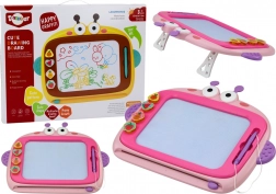 Magnetic drawing board 4 colors with eraser and 4 stamps – pink