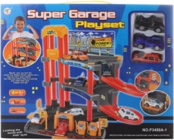 Plastic garage met 3 autootjes