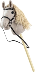 Milly Mally stick hobby horse, grey plush pony