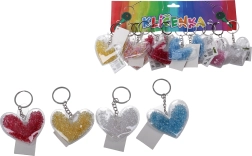 Heart-shaped keychain with colorful stones