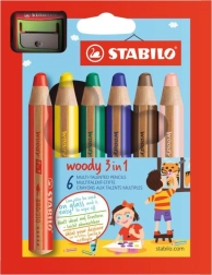 STABILO Ensemble de 6 crayons 3en1 avec taille-crayon