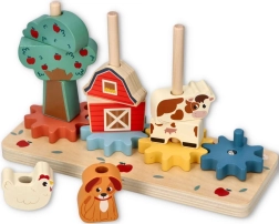 Houten puzzel met tandwielen - Gekke boerderij