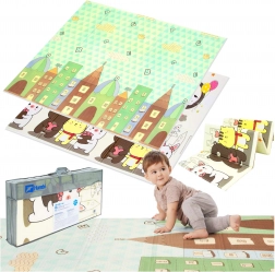Tapis de jeu en mousse pliable double couche HUMBI 200 × 180 × 1 cm – ville, animaux