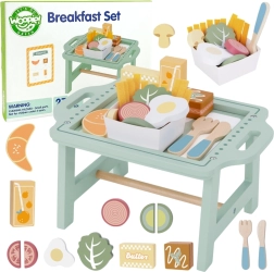 Woopie Green Ensemble Petit-déjeuner avec Plateau et Accessoires en Bois Pastel