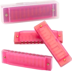 Roze diatonische mondharmonica voor kinderen en beginners met etui