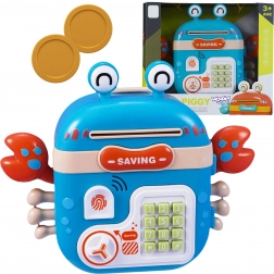 Elektronische spaarpot in krabvorm met PIN-kluis – WOOPIE, blauw
