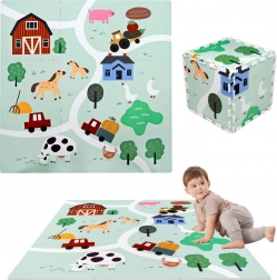 Foam play mat 90 × 90 cm – sturdy EVA foam puzzle, 9 pieces, HUMBI farm