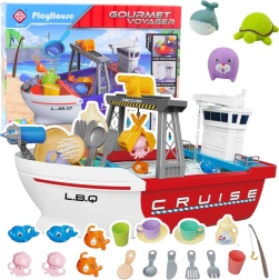 Interactive fishing boat for kids with water circulation and accessories