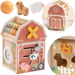 Houten activiteitenstal met telraam en vormensorteerder TOOKY TOY