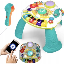 Table musicale éducative avec piano, trompette et microphone