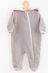 Baby muslin overall met capuchon New Baby Comfort Clothes grijs 80 (9–12 maanden)