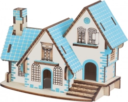 Houten 3D-puzzel – blauw huis