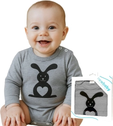 Body bébé à manches longues NEW BABY Petit lapin, gris