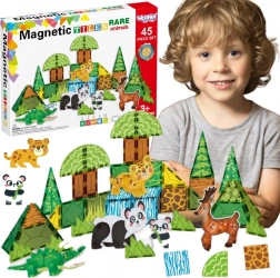 Woopie magnetische bouwstenen 3D – educatieve set zeldzame dieren, 45 stuks