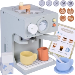 Wooden coffee maker for kids with accessories