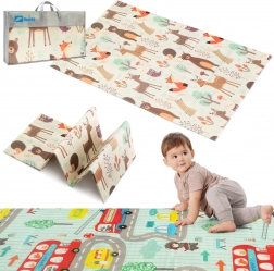 Humbi dubbelzijdige opvouwbare XPE-schuimmat 120 × 180 bos en straatjes