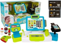 Kinderkassa met aanraakpaneel, weegschaal, scanner en betaalterminal