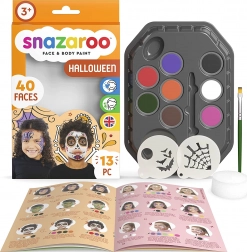 Snazaroo set 8 kleuren voor gezicht en lichaam met Halloween-sjablonen