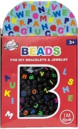 Ensemble de perles - lettres noires + corde de 1 mètre