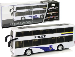 Dubbeldekker politiebus met pull-back aandrijving, licht en geluid