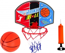 Mini panier de basket avec panneau, arceau, ballon et petite pompe