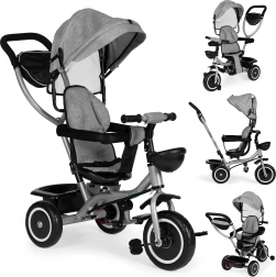 Kinderdriewieler kinderwagen 2-in-1, draaibare zitting en opvouwbare kap, grijs ECOTOYS
