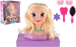 Blonde styling head with accessories