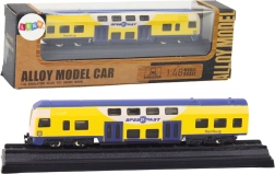 Metal collectible model of a yellow‑blue train 1:48
