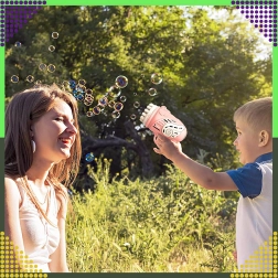 Bellenpistool met meerdere sproeiers roze + navulling