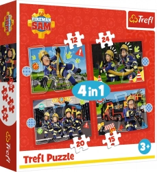 Puzzel Brandweerman Sam 4-in-1 (12–24 stukjes)