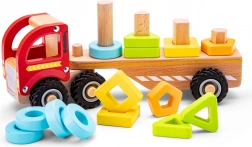 Houten sorteervrachtwagen met kleurrijke vormen