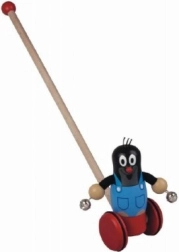 Jouet à pousser en bois Krteček avec clochettes