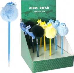 Stylo-bille avec dinosaure et pompon duveteux