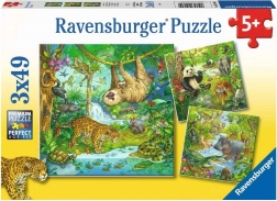RAVENSBURGER Puzzel Dieren in de jungle 3x49 stukjes