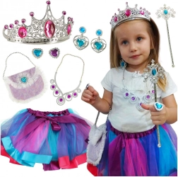 Déguisement de princesse pour enfants avec couronne, baguette et sac à main – set de 9 pièces