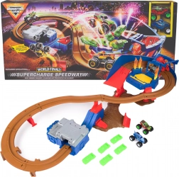 Monster Jam Supercharge Speedway stuntracingset met verlichting en 2 auto’s 1:64