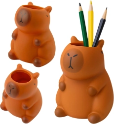 Porte-crayons capybara, organiseur de bureau marron 10 × 7 cm