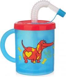 Kinderbeker met rietje hond 260 ml