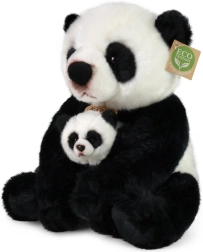 Panda en peluche avec son bébé 27 cm éco‑responsable