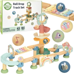 Woopie Green piste à billes en bois avec effets sonores et xylophone FSC