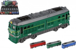 plastic locomotive 18 cm with flywheel, 3 colors