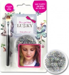 Lukky glinsterende lichaamsgel met kwast zilver