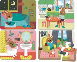 Vilac houten puzzel huis – 4 sets van 6 stukjes in doos