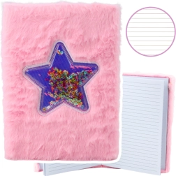 Pink Plush Notebook with Confetti A5