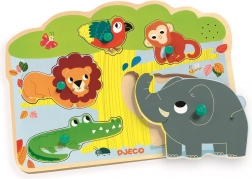Inlegpuzzel Dieren uit de jungle met geluiden Djeco