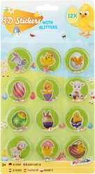 Easter 3D Glitter Stickers – Set of 12 pcs