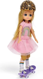 Lottie Puppe Skateboarderin mit violettem Skateboard